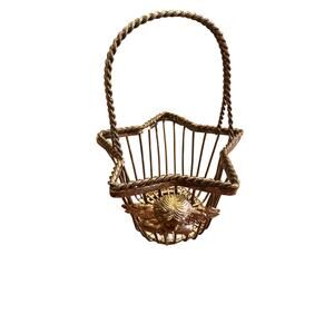 Vintage Small Decorative Medal star Shaped Basket With Angel